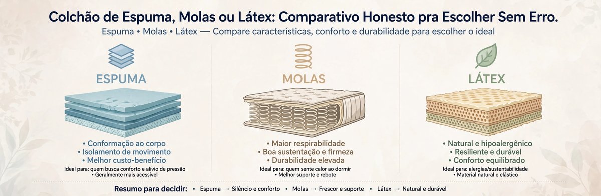 Colchão de espuma, molas ou látex - comparativo completo - Colchões Pegue no Sono