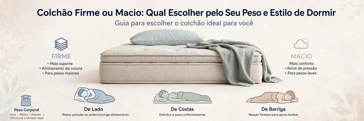 Colchão firme ou macio: qual escolher pelo peso e estilo de dormir - Colchões Pegue no Sono