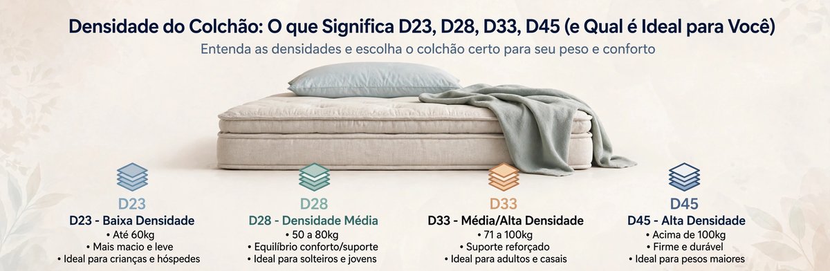 Densidade do colchão: guia sobre D23, D28, D33 e D45 - Colchões Pegue no Sono